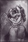  2018 anthro anthrofied bantha blush clothed clothing duo equine eyes_closed feathered_wings feathers female female/female fluttershy_(mlp) friendship_is_magic hair hi_res horn long_hair mammal my_little_pony pegasus rarity_(mlp) smile unicorn wings 