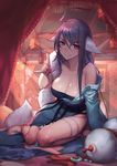  animal_ears cleavage gorgeous_mushroom japanese_clothes open_shirt tail 