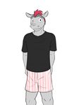  black_shirt boxers_(clothing) clothing fuze hippopotamus larry_(fuze) male mammal shirt solo striped_underwear t-shirt texnatsu underwear 