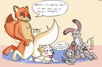  all_fours ambiguous_penetration anal anal_penetration canine cum dialogue dildo disney doggystyle erection female fox from_behind_position fur grey_fur group group_sex jack_savage judy_hopps lagomorph male male/female mammal nick_wilde orange_fur orgy pegging penetration penis rabbit role_reversal sex sex_toy skye_(zootopia) starit strapon swinging white_fur zootopia 