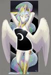  2017 anthro anthrofied clothed clothing cutie_mark equine eyes_closed feathered_wings feathers female friendship_is_magic hands_behind_head hi_res horn loupgarou mammal my_little_pony princess_celestia_(mlp) solar_eclipse solo white_feathers winged_unicorn wings 