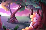  2018 apple apple_tree cloud cute cutie_mark earth_pony equine eyelashes eyes_closed female feral food friendship_is_magic fruit grass guitar hair holding_object horse mammal musical_instrument my_little_pony nude orange_hair outside peaceful pear pear_butter_(mlp) pony scarlet-spectrum shadow sitting sky smile solo text watermark 