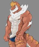  anthro barely_contained bulge clothing danandnite humanoid_penis looking_at_viewer male muscular muscular_male nintendo nipples penis pok&eacute;mon pok&eacute;mon_(species) pubes solo tyrantrum underwear video_games 