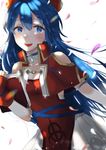  blue_eyes blue_hair blush dress fire_emblem fire_emblem:_fuuin_no_tsurugi hat lilina long_hair looking_at_viewer open_mouth simple_background smile solo ttt_1214 