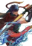  absurdres armor blue_eyes blue_hair cape fire_emblem fire_emblem:_akatsuki_no_megami fire_emblem:_souen_no_kiseki fire_emblem_heroes gloves headband highres hisui-cha ike looking_at_viewer male_focus ragnell solo sword weapon 