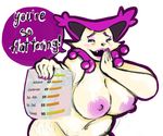  anthro anthrofied big_breasts blush breasts delcatty digital_media_(artwork) feline female mammal mature_female milfcatty_(mortal_chocolate) mortal_chocolate nintendo open_mouth pok&eacute;mon pok&eacute;mon_(species) pok&eacute;morph simple_background slightly_chubby smile solo stretch_marks teeth text video_games 