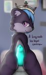  2018 alien anthro bed blurred_background butt canine chibi crown cute digital_media_(artwork) dog duo feline fur geno28_(artist) hair hot_dogging husky hybrid looking_at_viewer male mammal nude penis signature slightly_chubby smile tagme wusky 