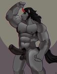  anthro balls equine erection flexing friendship_is_magic horn king_sombra_(mlp) looking_at_viewer male mammal muscular my_little_pony nipples pecs penis pubes solo tehbluebubble unicorn vein veiny_penis 
