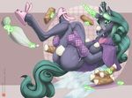  2017 anthro anthrofied breasts cannoli changeling cream eyewear fangs female friendship_is_magic glasses glowing horn levitation loupgarou my_little_pony oven_mitt oven_mitts pussy queen_chrysalis_(idw) queen_chrysalis_(mlp) slippers 