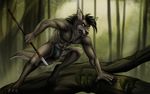  2018 anthro canine clothed clothing digital_media_(artwork) forest jungle loincloth male mammal mane maned_wolf outside partially_clothed psalm running snarling solo tree tribal wolfpsalm 