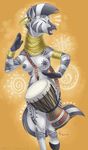 2017 anthro anthrofied areola cutie_mark drum equine female friendship_is_magic gold_(metal) loupgarou mammal musical_instrument my_little_pony neck_rings nipples piercing solo stripes zebra zecora_(mlp) 