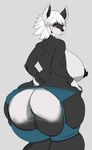 anthro big_breasts big_butt breasts butt canine clothing female garter huge_breasts huge_butt looking_at_viewer looking_back mammal nipples oppaioppaioppai panties solo underwear voluptuous 
