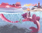  anthro candle cupcake day digital_media_(artwork) dragon fin fire food group human mako_(rudragon) mammal marine outside partially_submerged phation ru_(rudragon) smile water 