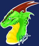  aku_(artist) blue_background blue_eyes dragon headshot_portrait hexdragon_(character) horn portrait simple_background 