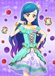  aikatsu! blue_hair blush braids dress kazesawa_sora long_hair mole pink_eyes smile 