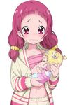  baby bangs beige_jacket beige_pants blonde_hair blush breast_feeding camisole camisole_lift closed_eyes closed_mouth collarbone fingernails holding hug-tan_(precure) hugtto!_precure jacket kimagure_blue long_hair low_twintails md5_mismatch multiple_girls navel nono_hana nose_blush open_clothes open_jacket pants pink_camisole precure purple_eyes purple_hair simple_background sweat twintails two_side_up wavy_mouth white_background 