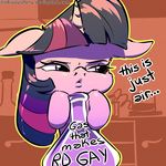  ... 2018 beaker cute dialogue english_text equine eyelashes female feral friendship_is_magic glass hair headshot_portrait hi_res holding_object horn horse inside itsalwayspony mammal multicolored_hair my_little_pony nude pony portrait pouting purple_eyes solo text twilight_sparkle_(mlp) watermark 