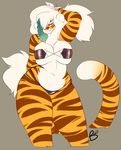  anthro big_breasts bikini braided_hair breasts buxbi buxbi_(character) clothed clothing feline female fur hair hand_behind_head long_hair mammal orange_fur signature simple_background skimpy standing striped_fur stripes swimsuit thick_thighs tiger voluptuous white_hair wide_hips yellow_eyes 