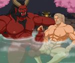  abs armpit_hair baelohr balls barazoku beard biceps body_hair censored chest_hair demon duo erection facial_hair fangs greeneyedwolfking hair horn hot_spring human human_on_humanoid humanoid long_hair male male/male mammal muscular nipples not_furry nude ogre oni pecs penis pixelated pointy_ears red_body tugging_foreskin water william 