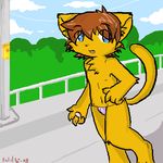  2008 blue_eyes clothing cute_fangs digital_media_(artwork) enlil feline male mammal oekaki open_mouth solo underwear 