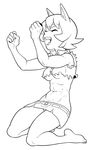  2018 5_fingers abs anime barefoot breasts bunnox cartoon_network cat celebrating clenched_fists clothed clothing digital_media_(artwork) eyes_closed fangs feline female hair half-closed_eyes kneeling mammal mature_female midriff miniskirt monochrome mother navel nicole_watterson open_mouth panties panty_shot parent pose raised_arm short_hair skimpy skirt solo the_amazing_world_of_gumball under_boob underwear 