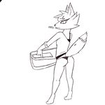  anthro butt canine cher_belfry clothed clothing female fox keytar knullox looking_at_viewer looking_back mammal musical_instrument panties solo standing tongue underwear 