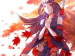  brown_hair crying hair_ornament japanese_clothes leaf long_hair momiji_(onmyoji) onmyoji red_eyes simple_background skn solo upper_body white_background 
