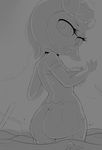  animate_inanimate big_butt bottomless breasts butt cala_maria clothed clothing cuphead_(character) cuphead_(game) digital_drawing_(artwork) digital_media_(artwork) duo eyelashes female greyscale hi_res humanoid lips looking_back macro marine merfolk monochrome object_head scuba_diver snorkel solo_focus straw tentacle_hair tentacles theboogie water wet 