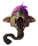  digital_media_(artwork) eyes_closed facial_piercing gaping_mouth hair headshot_portrait hyena long_tongue male mammal nose_piercing nose_ring open_mouth piercing portrait purple_hair roland striped_hyena teeth throat tongue tongue_out uvula zubuzz 