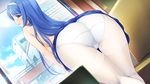  alice_soft aqua_eyes aqua_hair ass blush breasts building choukou_shinki_ixseal ellis_xillia game_cg headband long_hair panties pantyhose tagme_(artist) topless underwear 