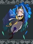  absurdres bad_id bad_pixiv_id feathered_wings feathers fur_trim green_background hat highres japanese_clothes male_focus monster_boy oguna_(onmyoji) onmyoji open_mouth simple_background solo tu_wei white_hair wings yellow_eyes 