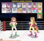  anthro boxing boxing_gloves button&#039;s_mom duo fan_character female human mammal my_little_pony ponymaan ring sport vivian_james 