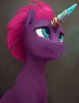  2018 blue_eyes digital_media_(artwork) equine female feral fizzlepop_berrytwist_(mlp) horn mammal my_little_pony my_little_pony_the_movie silfoe sitting smile solo tempest_shadow_(mlp) unicorn 