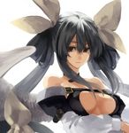 breasts dizzy guilty_gear guilty_gear_xrd hair_ribbon large_breasts maka_(morphine) off_shoulder ribbon sad twintails 