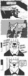  2018 anthro bear bow_tie canine clothing coat comic dialogue disney duke_weaselton english_text fox fur gloves_(marking) greyscale luraiokun male mammal markings monochrome mustelid necktie nick_wilde polar_bear snow speech_bubble text tree weasel zootopia 