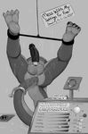  2018 4_toes anal anal_penetration anthro balls bdsm big_balls black_penis bondage bound butt chain cock_ring controller digital_drawing_(artwork) digital_media_(artwork) dragon english_text erection feet fur greyscale humanoid_feet humanoid_penis involuntary_orgasm koorivlf leaking male monochrome nude orgasm_denial penetration penis precum presenting presenting_hindquarters scalie sex simple_background solo solo_focus spreader_bar tail_sex text toes vein veiny_penis 