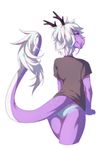  2018 anthro butt clothed clothing digital_media_(artwork) dragon eastern_dragon female hair heart_a._chicago horn looking_at_viewer simple_background solo tofu93 underwear 