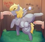  2016 areola balls cum cum_in_mouth cum_in_pussy cum_inside derpy_hooves_(mlp) equine erect_nipples erection feathered_wings feathers fellatio female feral friendship_is_magic glory_hole grey_feathers group group_sex hi_res human male mammal my_little_pony nipples oral pegasus penis presenting presenting_teats pussy sex somescrub teats threesome wings 