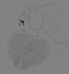  2016 anus big_butt butt eyelashes female hi_res looking_at_viewer magearna monochrome nintendo open_mouth pok&eacute;mon pok&eacute;mon_(species) pussy simple_background solo theboogie video_games 