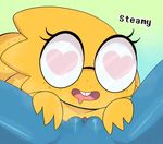  &lt;3 &lt;3_eyes 2017 alphys drooling duo eyewear female female/female fish glasses imminent_oral lizard marine open_mouth pussy reptile saliva scalie short_stack simple_background size_difference slightly_chubby smile somescrub text undertale undyne video_games 