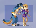  2016 3_toes 4_fingers 4_toes anthro anthro_on_anthro ash_bunny_(skeleion) barefoot biped black_claws black_eyes black_nose blep blue_background blue_fur blue_hair blue_pawpads blue_tail bottomless canine cheek_tuft chest_tuft claws clothed clothing countershade_arms countershade_face countershade_legs countershade_tail countershading cute digital_drawing_(artwork) digital_media_(artwork) dog duo ears_back elbow_tufts embrace eye_markings eyelashes eyeshadow face_grab face_lick facial_markings female floppy_ears fluffy fluffy_tail full-length_portrait fur gloves_(marking) hair handpaw hi_res hindpaw humanoid_hands inner_ear_fluff invader_zim kissing lagomorph larger_male long_tail looking_at_another looking_at_partner makeup male male/female mammal markings multicolored_fur multicolored_tail nickelodeon nude orange_fur orange_hair orange_markings orange_tail pawpads paws pink_tongue portrait rabbit raised_eyebrows romantic_couple shadow shirt short_hair short_tail shoulder_tuft signature simple_background size_difference skeleion slim small_waist smaller_female smile socks_(marking) standing surprise tan_claws tan_countershading tan_fur tan_markings tan_tail toby_wolfkat toe_claws toes tongue tongue_out toony tuft two_tone_fur two_tone_tail wide_eyed yellow_sclera zim 