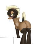  anus armor blonde_hair blood butt clothing equine hair helmet horse legwear majikplant420 mammal my_little_pony pony presenting presenting_hindquarters pussy raised_tail solo thigh_highs 
