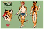  &lt;3 anthro boxers_(clothing) butt clothing edesk facial_markings feline hi_res jaguar looking_at_viewer maitei male mammal markings model_sheet nude pawpads paws smile solo spanish tattoo toes underwear 