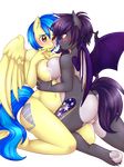  2017 absurd_res anthro askbubblelee bat_pony blue_hair blush breast_squish breasts breasts_frottage bubble_lee butt cat-named-fish cleavage clothed clothing duo ejaculation equine fan_character female female/female freckles hair hi_res horse lactating mammal midnight_mural milk my_little_pony orgasm pegasus pony purple_hair pussy pussy_juice saliva saliva_string shy silvia_windmane underhoof wide_hips wings 