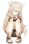  animal_ears bare_legs black_panties expressionless fox_ears fox_tail hands_on_own_knees highres hood hoodie long_hair no_pants orange_footwear orange_hoodie original panties pantyshot pantyshot_(squatting) silver_hair simple_background sketch solo squatting tail tsunekichi underwear yellow_eyes yoru_(tsunekichi) 