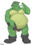  anthro belly belt big_belly canson crocodile crocodilian donkey_kong_(series) hat klump kremling nintendo overweight reptile scalie video_games 