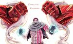  abs arm_tattoo bare_chest black_hair blood blood_on_face bright_background character_name charlotte_katakuri chest clenched_hands covered_mouth fighting_stance gloves hands_up highres living_(pixiv5031111) looking_at_viewer male_focus one_piece open_clothes open_vest purple_eyes scar scarf scarf_over_mouth shirtless short_hair solo sparkle spikes standing stitches stomach_tattoo tattoo upper_body vest 