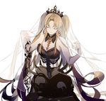  bad_id bad_pixiv_id blonde_hair breasts bxr closed_eyes ereshkigal_(fate/grand_order) fate/grand_order fate_(series) long_hair medium_breasts skull smile solo spine tiara two_side_up veil very_long_hair 