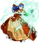  bangs blue_eyes blue_hair box breasts brown_footwear bunbun choker closed_mouth dress fire_emblem fire_emblem:_fuuin_no_tsurugi fire_emblem_heroes flower full_body gift gift_box hat highres holding holding_gift juliet_sleeves lilina long_dress long_hair long_skirt long_sleeves looking_away magic medium_breasts official_art petals puffy_sleeves rose skirt skirt_hold solo transparent_background white_flower white_rose 