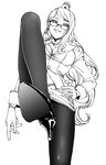  bad_id bad_pixiv_id banned_artist breasts choker commentary_request earrings fate/grand_order fate_(series) formal glasses gloves greyscale hand_on_hip hat high_heels jewelry koyanskaya leg_lift long_hair looking_at_viewer looking_down medium_breasts monochrome navel open_mouth pantyhose ribbon_choker s_tanly skirt sleeve_cuffs smile solo suit very_long_hair 